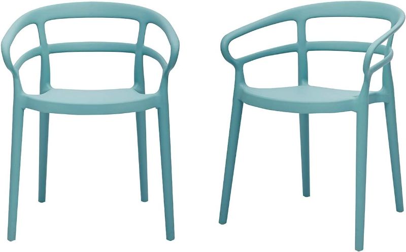 Photo 1 of Amazon Basics Light Blue, Curved Back Dining Chair-Set of 2, Premium Plastic
