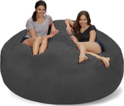 Photo 1 of  Giant 7' Memory Foam Furniture Bean Bag - Big Sofa with Soft Micro Fiber Cover - Charcoal Micro Suede