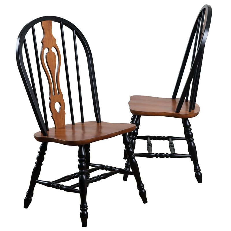 Photo 1 of **THIS IS ONE CHAIR**
Sunset Trading Selections Keyhole Chairs, 41" H x 22" D x 20.5" W, Antique Black and Cherry
