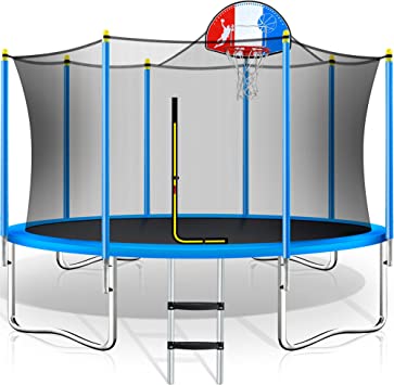 Photo 1 of *Incomplete Set* Box 1 of 3 
Merax 12FT & 14FT Trampoline with Safety Enclosure Net Basketball Hoop and Ladder 660/800LB ASTM Approved Outdoor Recreational Trampoline for Kids and Adults with Heavy Duty Jumping Mat and Spring Cover
