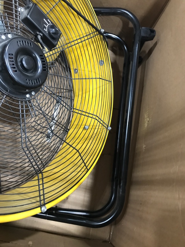 Photo 4 of Simple Deluxe 24 Inch Heavy Duty Metal Industrial Drum Fan, 3 Speed Floor Fan for Warehouse, Workshop, Factory and Basement - High Velocity , Yellow
