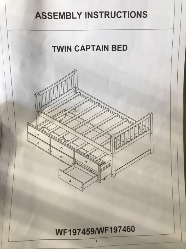 Photo 1 of *Incomplete Missing Box 1 of 2* White Twin Captain Bed 