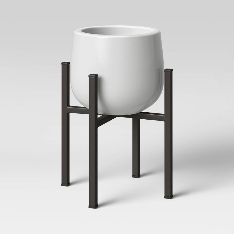 Photo 1 of 12" X 8.5" Ceramic/Metal Planter Stand White - Project 62™
