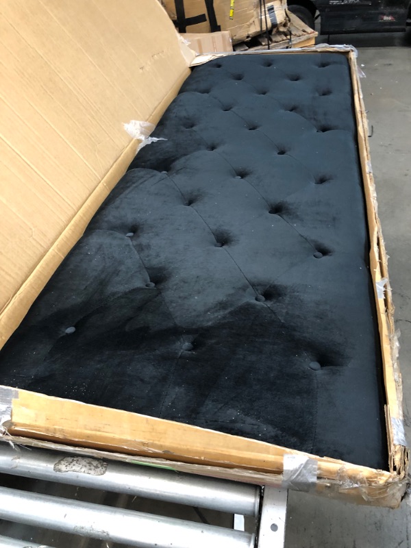 Photo 3 of **INCOMPLETE, BOX 1 OF 2 ONLY** 2 OF 2 MISSING**
Home Life Premiere Classics Cloth Black Linen 51" Tall Headboard Platform Bed with Slats King -
