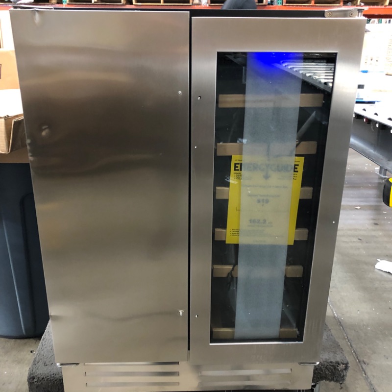 Photo 1 of Wine and Beverage Refrigerator, Velieta 24 Inch Dual Zone Wine Beverage Cooler, Built-in/Freestanding Beer and Wine Fridge with a Powerful Compressor, 20 Bottles and 88 Cans Capacity
