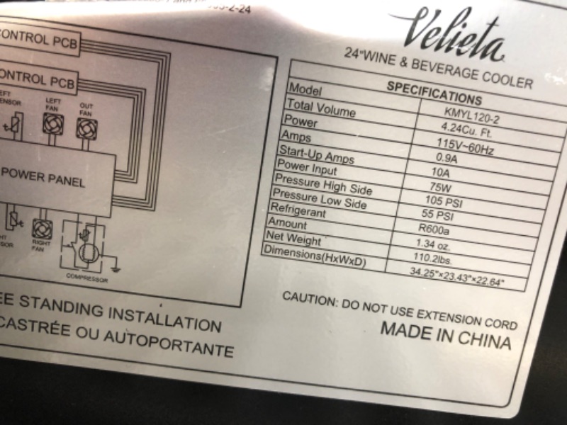 Photo 1 of Wine and Beverage Refrigerator, Velieta 24 Inch Dual Zone Wine Beverage Cooler, Built-in/Freestanding Beer and Wine Fridge with a Powerful Compressor, 20 Bottles and 88 Cans Capacity
