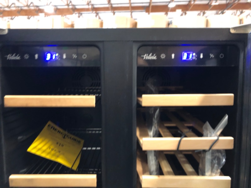 Photo 1 of Wine and Beverage Refrigerator, Velieta 24 Inch Dual Zone Wine Beverage Cooler, Built-in/Freestanding Beer and Wine Fridge with a Powerful Compressor, 20 Bottles and 88 Cans Capacity
