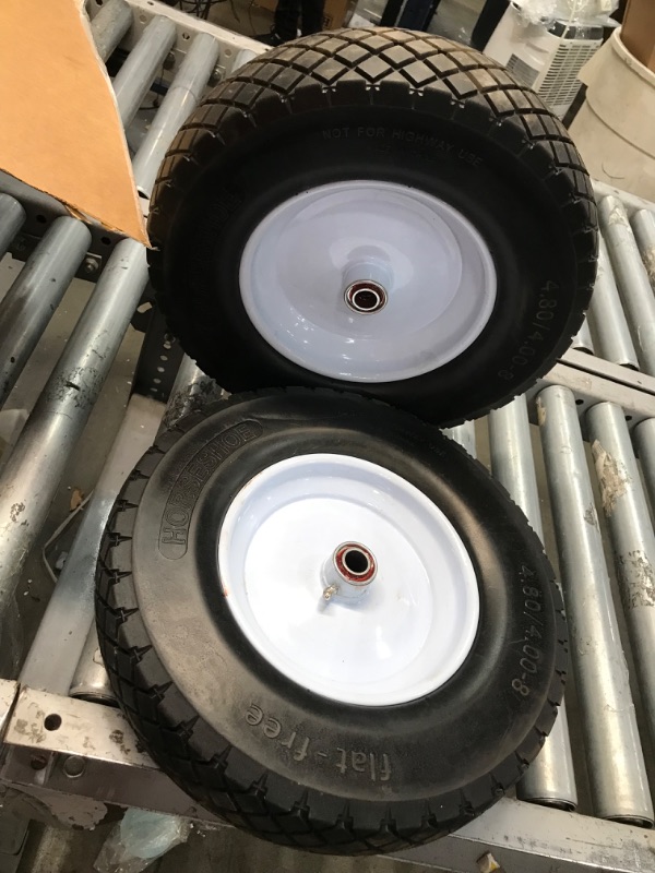 Horseshoe 2 new solid commercial knobby 4 80 4 00 8 flat free tire for