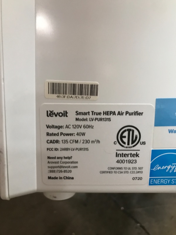 Photo 3 of USED: LEVOIT Air Purifiers for Home Large Room, Smart WiFi Air Cleaner and H13 True HEPA Filter Remove 99.97% Pet Allergies, Dust, Smoke, Odor and Pollen for Bedroom, Auto Mode, Energy Star, LV-PUR131S 7.2"D x 14.6"W x 18.5"H

