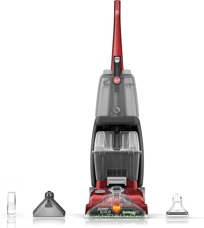 Photo 1 of Hoover Power Scrub Deluxe Carpet Cleaner Machine, Upright Shampooer, FH50150, Red
