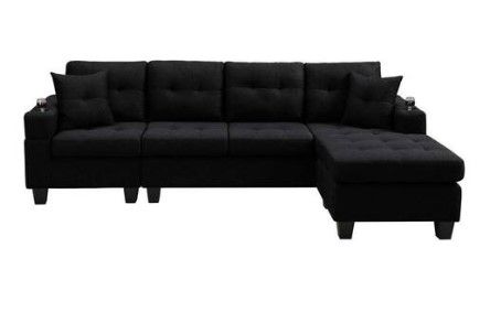 Photo 1 of *incomplete* Square Arm Polyester Straight Sofa in Black