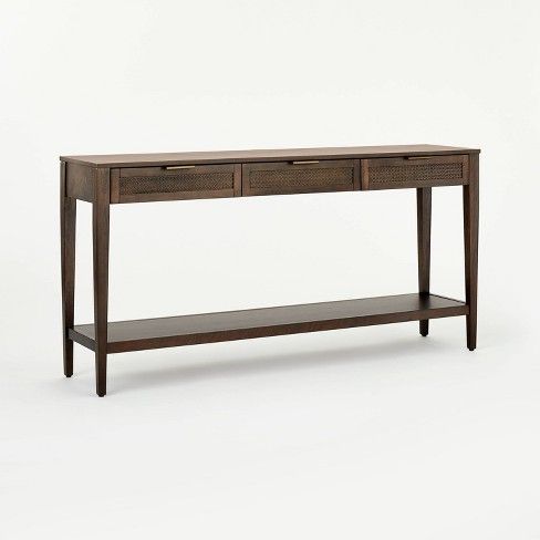 Photo 1 of (SCRATCHED; BROKEN OFF DRAWER PANEL) East Bluff Woven Drawer Console Brown - Threshold™ designed with Studio McGee

