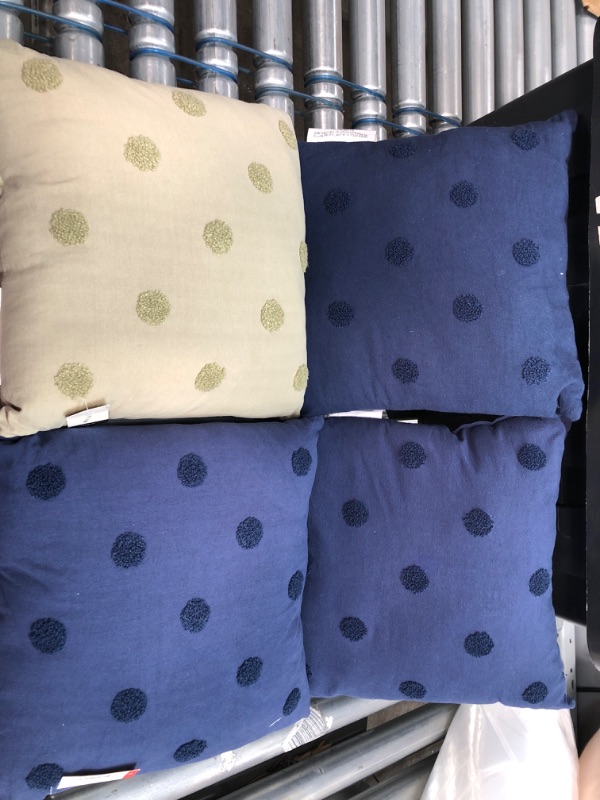 Photo 1 of 4 PACK
Decorative Pillows With Embroidered Dots-# Navy, 1 Sage Green 14" x 14"