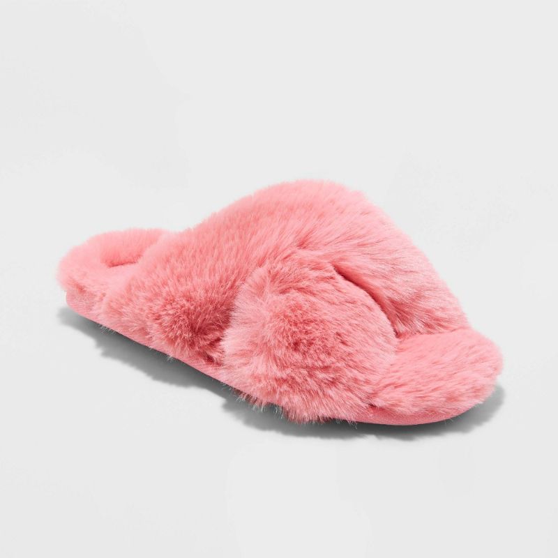 Photo 1 of 2 PACK 
Cat & Jack Pink Fluffy Slippers 
SIZE L