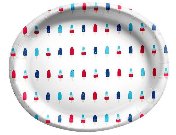 Photo 1 of 10ct Oval Americana Platter with Popsicles White - Sun Squad™ 4 packs

