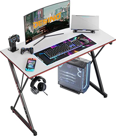 Photo 1 of Desino Gaming Desk 32 Inch PC Computer Desk, Home Office Desk Table Gamer Workstation, Simple Game Table, White
