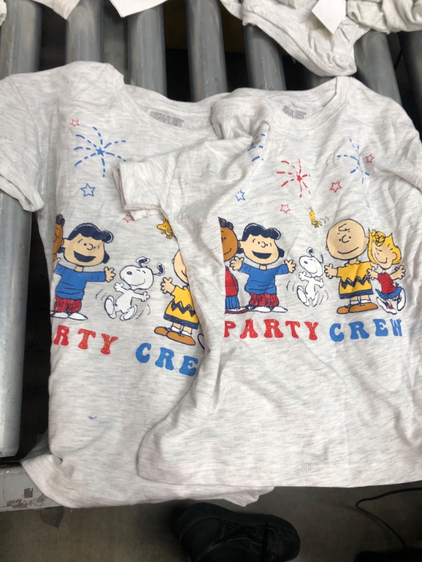 Photo 2 of 2 PACK ----Girls' Peanuts Aericana Party Crew Cuff Short Sleeve Graphic T-Shirt -
MEDIUM