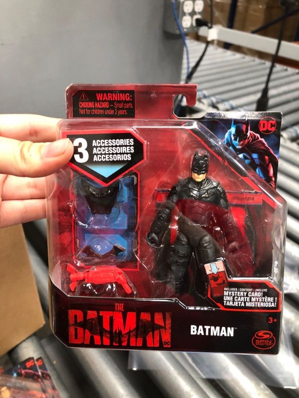 Photo 2 of Dc Comics, Batman 4-Inch Action Figure with 3 Accessories and Mystery Card, the Batman Movie Collectible Kids Toys for B Multi
