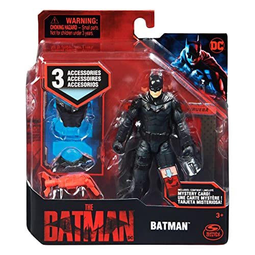 Photo 1 of Dc Comics, Batman 4-Inch Action Figure with 3 Accessories and Mystery Card, the Batman Movie Collectible Kids Toys for B Multi
