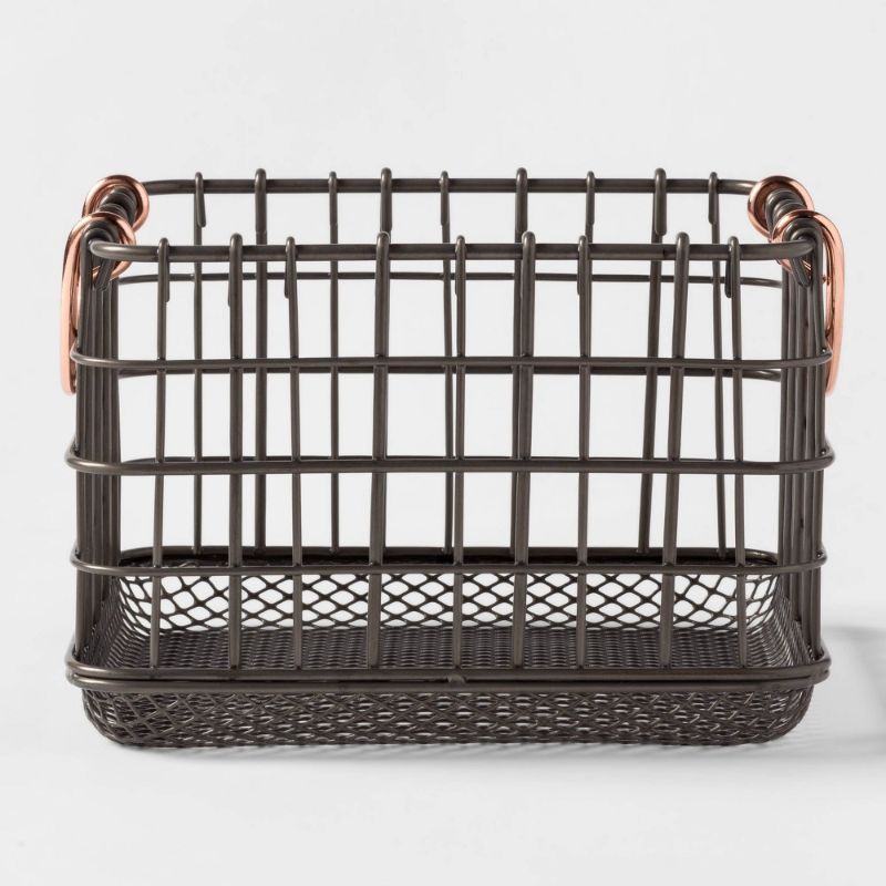 Photo 1 of 2 PACK
Wire Basket with Copper Handle and Mesh Bottom Pewter - Threshold™
