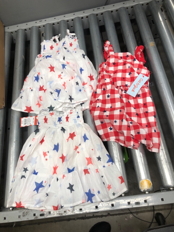 Photo 1 of **BUNDLE OF 3**
Toddler Girls' Stars Smocked Tank Top Dress - Size 18 months
Toddler Girls' Stars Smocked Tank Top Dress - Size 12 months
 Toddler Girls' Gingham Star Romper Size 18 months