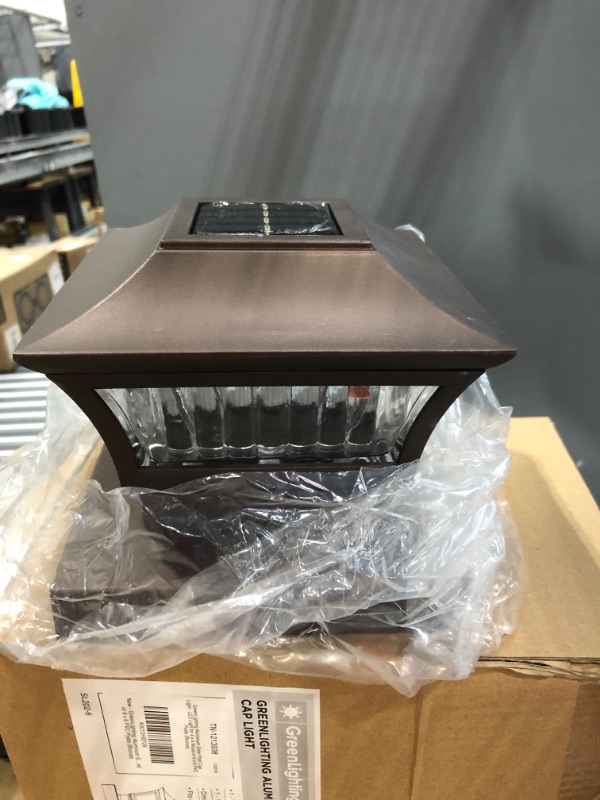 Photo 1 of GreenLighting - Solar Post Lights - Solar Deck Post Top LED Lights - Solar Fence Post Lights - Solar LED Post Cap Light for 4X4 Wood, 6X6 PVC - (#6 Sleek, 12 Pack, Black Aluminum)
