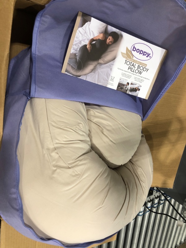 Photo 2 of Boppy Total Body Pregnancy Pillow with Removable Organic Cotton Fabric Pillow Cover | Biscuit | Plush Full-Body Support | Prenatal and Postnatal Positioning
