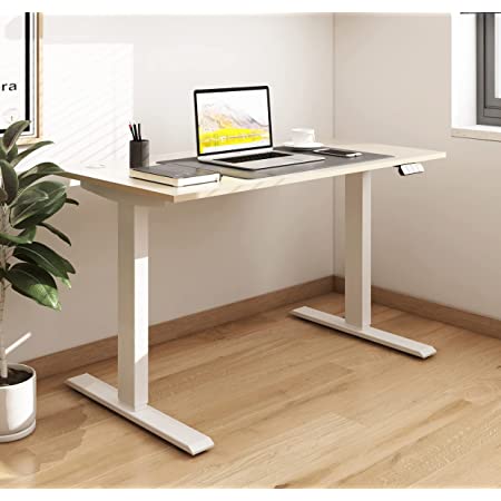 Photo 1 of Sunon Sit Stand Desk 48 x 24 Inches Dual Motor Standing Desk, Electric Height Adjustable Desk with Whole Piece Desk Board USB Port for Home Office (Light Oak Tabletop+White Frame)
