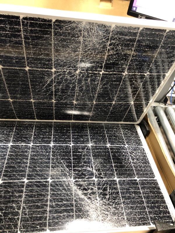 Photo 5 of ****DAMAGED****Shattered glass***
Renogy 2PCS Solar Panels 100 Watt 12 Volt, High-Efficiency Monocrystalline PV Module Power Charger for RV Marine Rooftop Farm Battery and Other Off-Grid Applications, 2-Pack 100W
