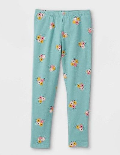 Photo 1 of 6-Pack Toddler Girls' Floral Leggings - Cat & Jack™ Ocean Green Size: 3T & 5T