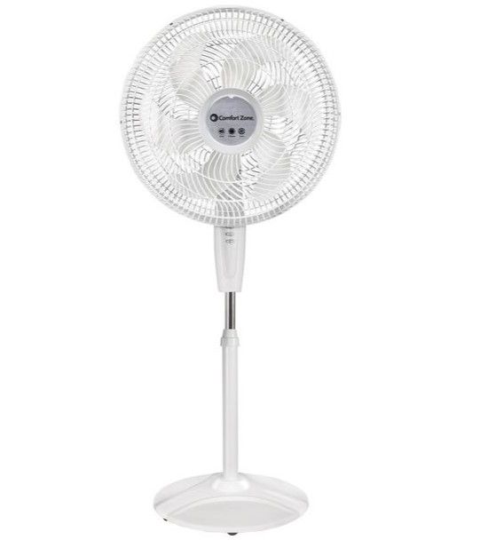 Photo 1 of (Major Damage - Parts Only) Comfort Zone 18" Power Curve Oscillating Stand Fan White

