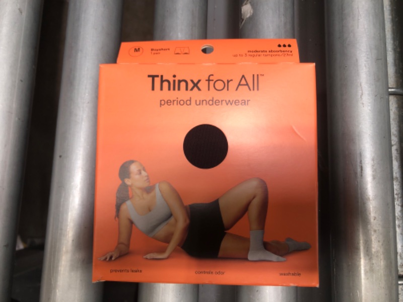 Photo 1 of Thinx for All Women's Moderate Absorbency Boy Shorts Period Underwear - Black (M)
