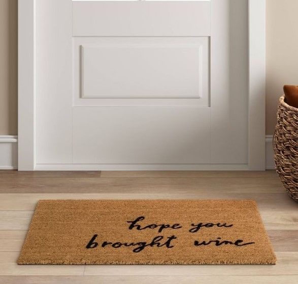 Photo 1 of 1'6"x2'6" Hope You Brought Wine Coir Doormat Tan/Black - Threshold