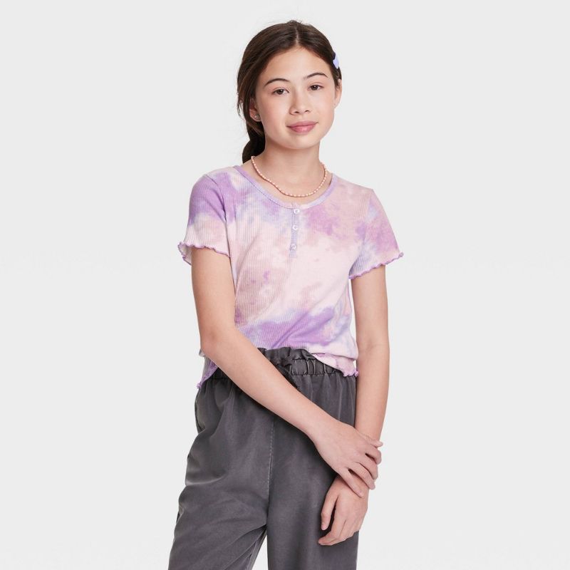 Photo 1 of 2-Pack Girl's Henley Short Sleeve T-Shirt- Art Class (Size: XXL)