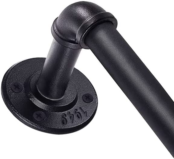 Photo 1 of 1 Inch Curtain Rods for Windows 144 to 168, Industrial Pipe Curtain Rod, Black