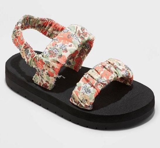 Photo 1 of 2-Pack - Toddler Girls' Mia Floral Print Ankle Quarter Sandals - Cat & Jack™ Pink (Size: 10)