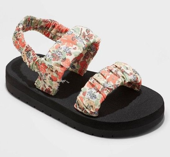 Photo 1 of 2-Pack - Toddler Girls' Mia Floral Print Ankle Quarter Sandals - Cat & Jack™ Pink (Size: 8)