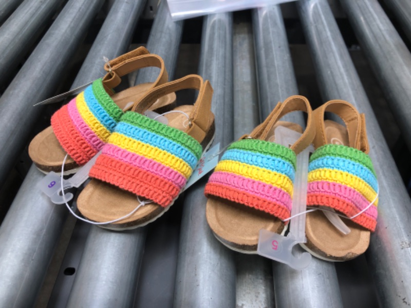 Photo 2 of 2-Pack - Toddler Girls' Josephine Rainbow Pattern Footbed Sandals - Cat & Jack (Size: 5 & 6)