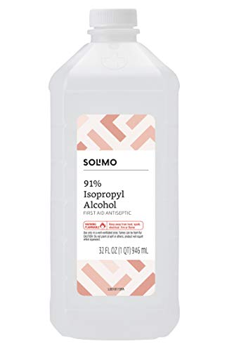 Photo 1 of Amazon Brand - Solimo 91% Isopropyl Alcohol First Aid Antiseptic, 32 Fl Oz (Pack of 6)
