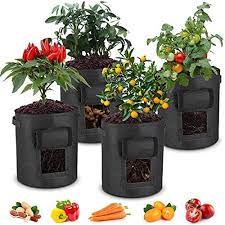 Photo 1 of Potato Grow Bags 4 Pack 11Gallon 43L with Flap Window,Garden Planting Bag with Durable Handle,Thickened 400G Non-Woven Fabric Containers for Vegetables Flowers Fruits Potato and Tomato Black