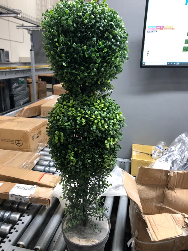 Photo 1 of 34" Boxwood Double Ball Topiary Artificial Tree Indoor/Outdoor
