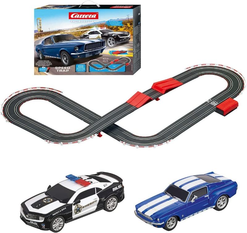 Photo 1 of Carrera 63504 Speed Trap Battery Operated 1:43 Scale Slot Car Racing Track Set with Jump Ramp
