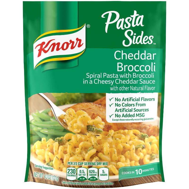 Photo 1 of (2 item bundle) 6 PACK OF Knorr Pasta Sides Fusili with Cheddar Broccoli - 4.3oz (EXP: APRIL 8, 2023) +3 pack holographic cosmetic bags