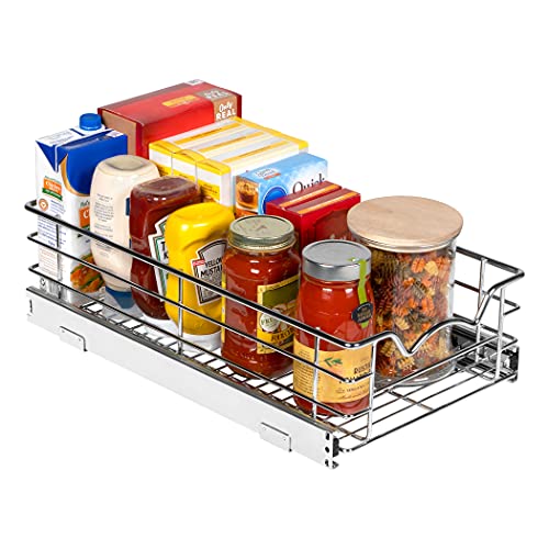 Photo 1 of Cabinet Pull Out Shelves – 5”High Slide Out Cabinet Organizer Basket – Heavy Gauge Metal Wire - Pull Out Drawer for Kitchen Cabinets