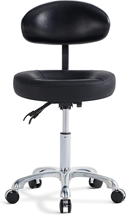 Photo 1 of Drafting Stool Rolling Stool Chair Dental Esthetician Chair Office Products Be Well for Medical Spa Esthetician Eyelash tech Cooking Rolling Stool with Back Support -ITEM IS BROWN NOT BLACK LIKE STOCK PHOTO-