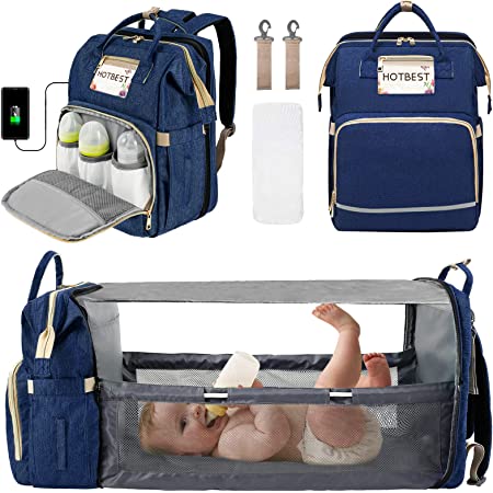 Photo 1 of Diaper Bag Backpack with Changing Station, Travel Diaper Bag for Boys Girls, Baby Registry Search Shower Gifts for Mom Dad, Baby Stuff for Newborn Essentials Items, Multifunction Diaper Backpack, Blue -ITEM DIFFERS IN STYLE FROM STOCK PHOTO-