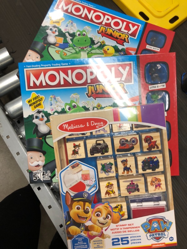 Photo 2 of BUNDLE OF (3 ITEMS)  Paw Patrol Wooden Stamps Activity Set,2 SETS OF Hasbro Monopoly JR