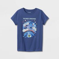 Photo 1 of Girls' 'Earth's Atmosphere' Short Sleeve Graphic T-Shirt - Cat & Jack™ Blue (SIZE S) ( 3 PACK)

