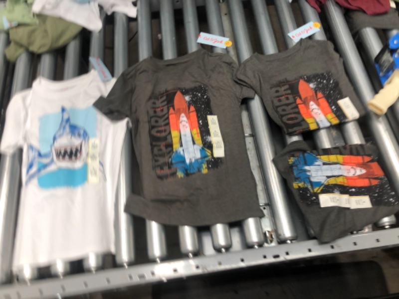 Photo 2 of (BUNDLE OF 4 KIDS GRAPHIC TEES SIZED YOUTH SMALL 6/7) 3 ROCKET EXPLORER SHIRTS AND ONE SHARK