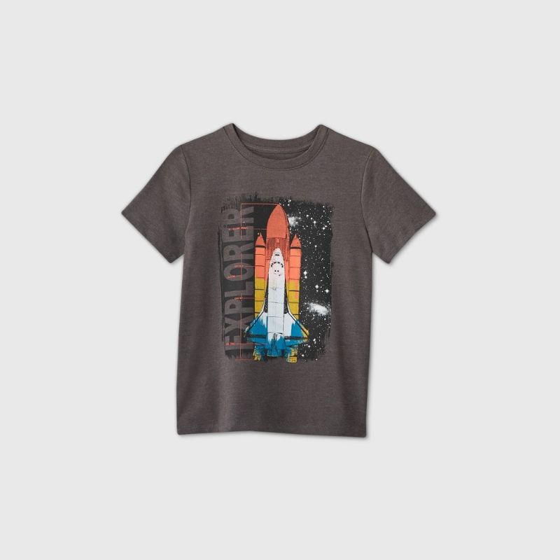 Photo 1 of (BUNDLE OF 4 KIDS GRAPHIC TEES SIZED YOUTH SMALL 6/7) 3 ROCKET EXPLORER SHIRTS AND ONE SHARK